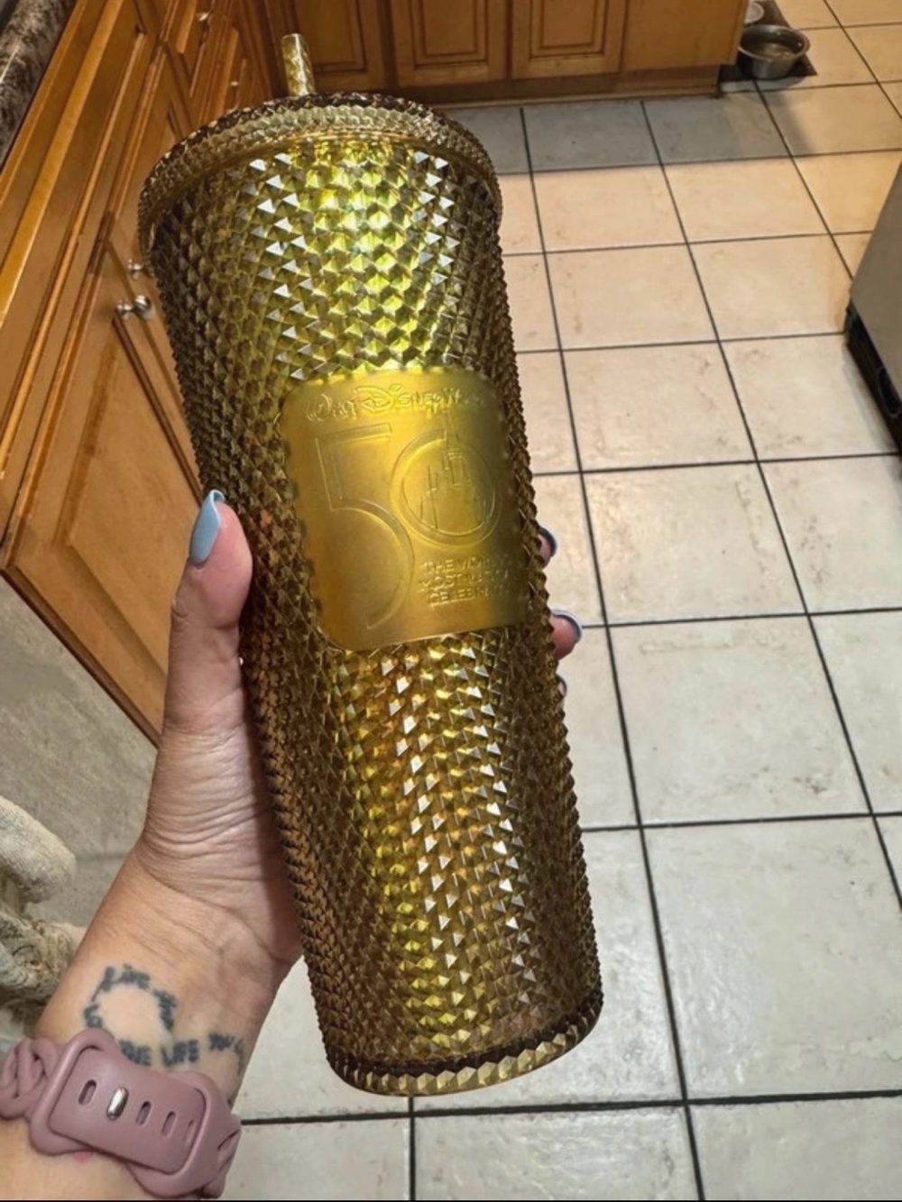 Disney Gold Textured 50th Anniversary Tumbler